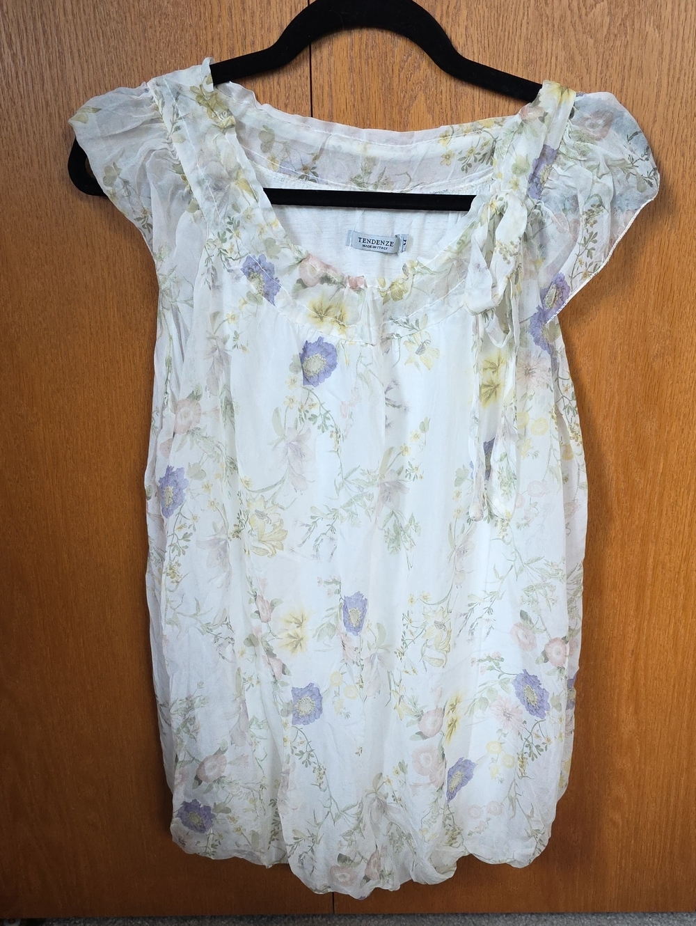 🌿🌸Tendenze Italy Floral Women's Bubble Blouse in Cream and Pastels | Size M